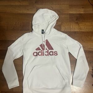 Adidas White Hoodie with Pink Logo